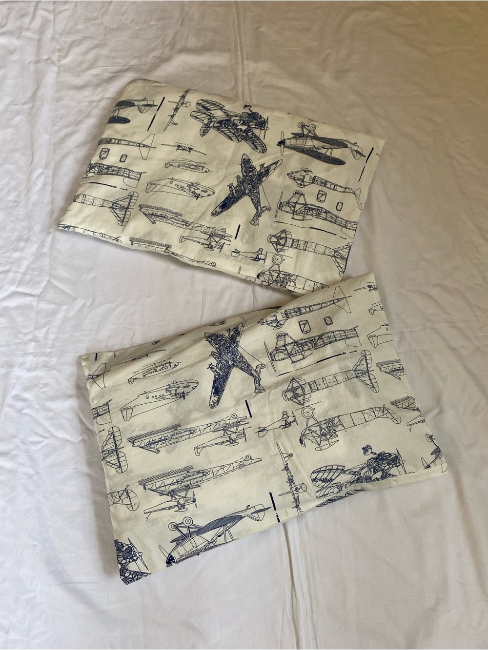 Restoration Hardware Baby And Child Vintage Airplane Blueprint Crib Sheet Set - Picture 3 of 16